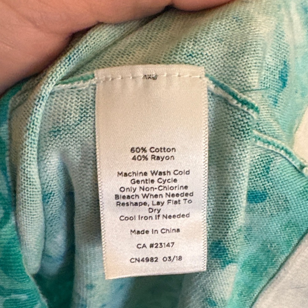 Talbots Turquoise Patterned Short Sleeve Top - Picture 3 of 6